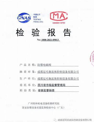 產(chǎn)品質(zhì)量監(jiān)督抽查檢驗報告