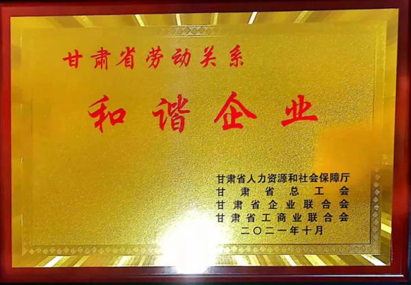 蘭高閥門獲評(píng)甘肅省勞動(dòng)關(guān)系和諧企業(yè)！