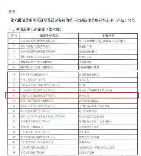 國家級！恒大江海泵業(yè)入選“制造業(yè)單項冠軍企業(yè)”